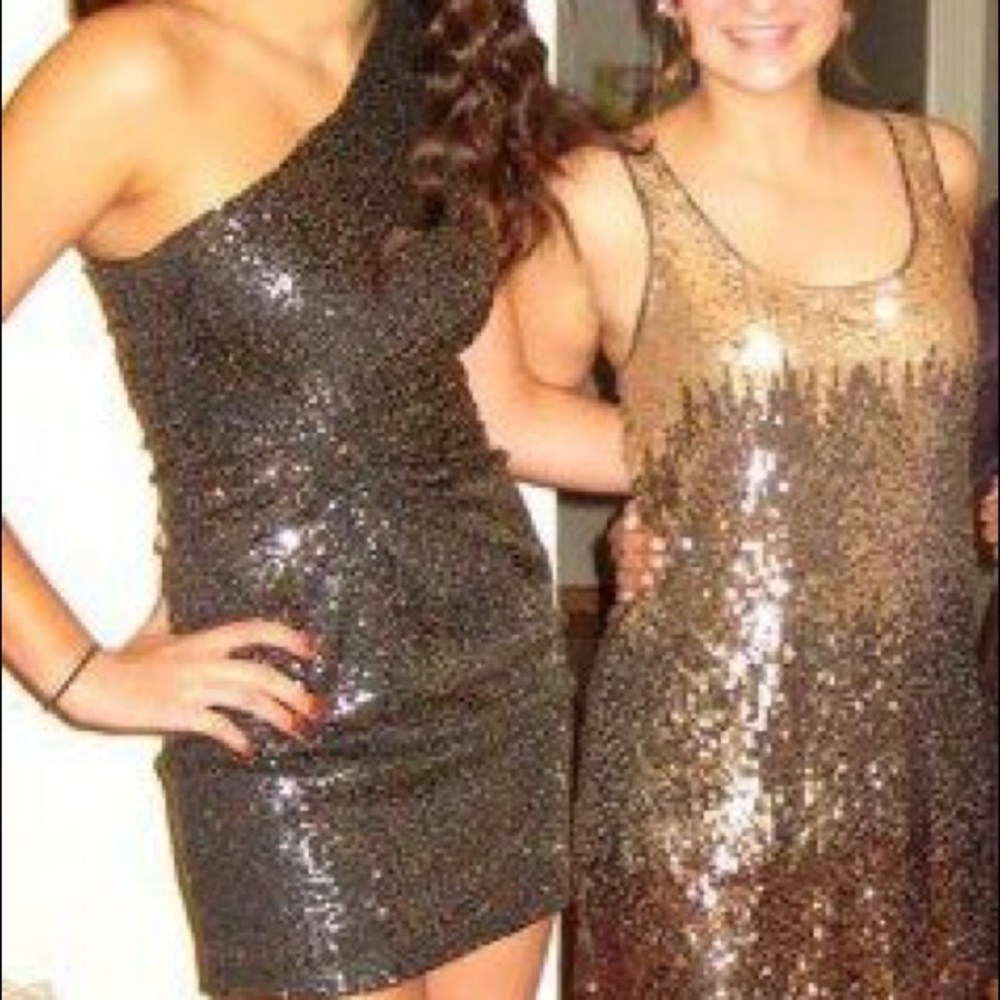 Gold sequin party dress